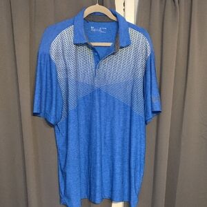 Under Armour Loose Men's Polo Shirt Blue W/Yellow & Gray Lattice Size  XL EUC
